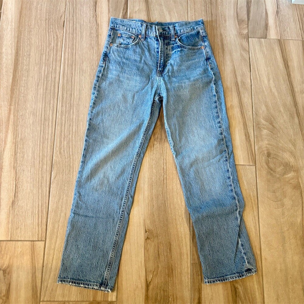 GAP Denim Sky High Straight Jeans Womens 27 4P Petite Light Wash High Rise